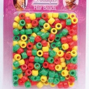 Dreamfix Hair Beads/Haarperlen, Green-Yellow-Red, 200er Pack